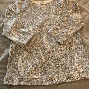 Croft & Barrow Gray and White Patterned Top Size S